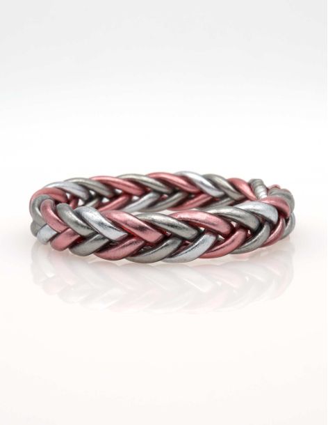 Buddhist Bangle Braid Multi ROSE GOLD and SILVER
