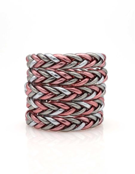 Buddhist Bangle Braid Multi ROSE GOLD and SILVER