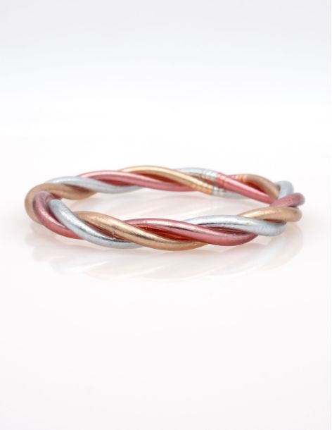 Buddhist Bangle Twisted Multi ROSE GOLD and SILVER