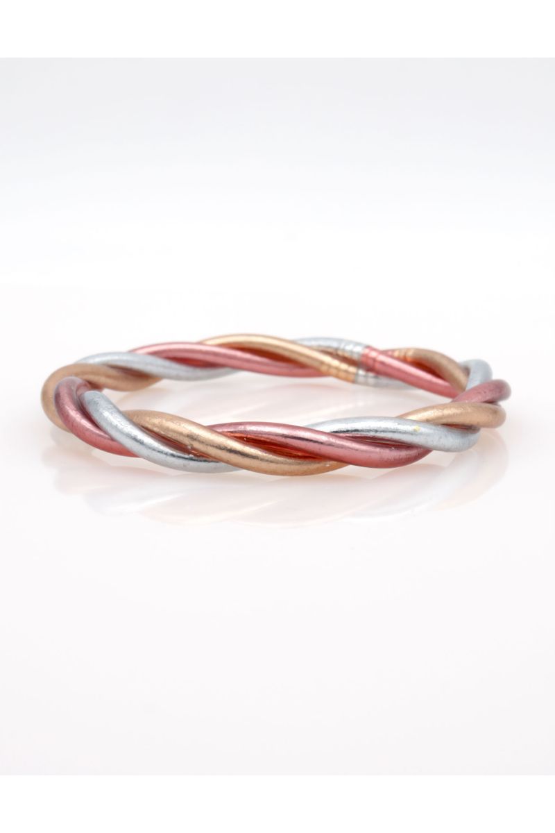 Buddhist Bangle Twisted Multi ROSE GOLD and SILVER