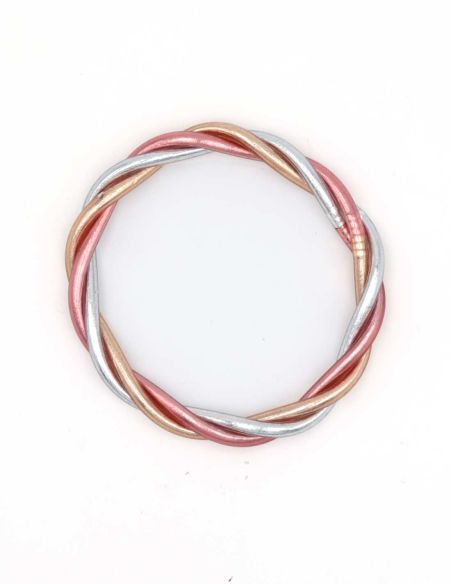 Buddhist Bangle Twisted Multi ROSE GOLD and SILVER