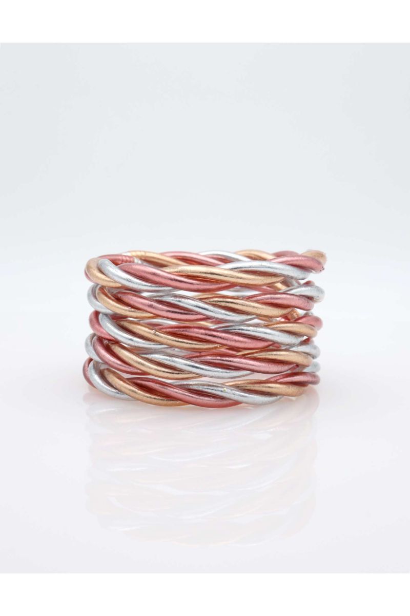 Buddhist Bangle Twisted Multi ROSE GOLD and SILVER