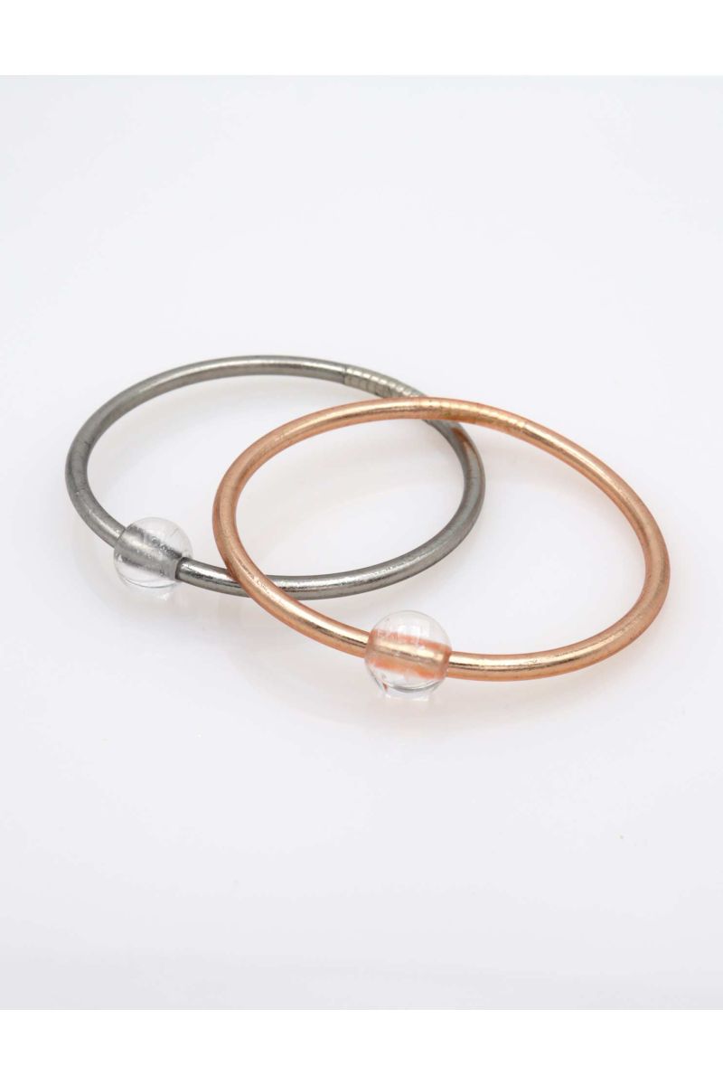 Thin CHAMPAGNE Bangle with WHITE QUARTZ