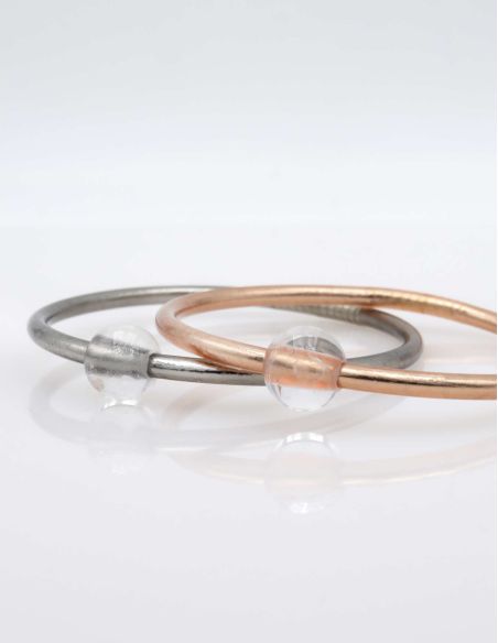 Thin CHAMPAGNE Bangle with WHITE QUARTZ