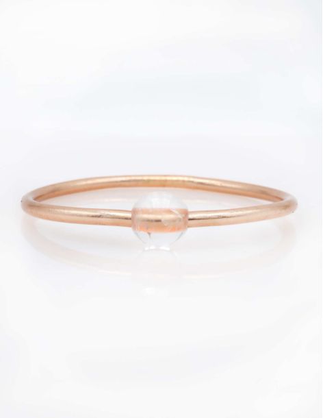 Thin CHAMPAGNE Bangle with WHITE QUARTZ