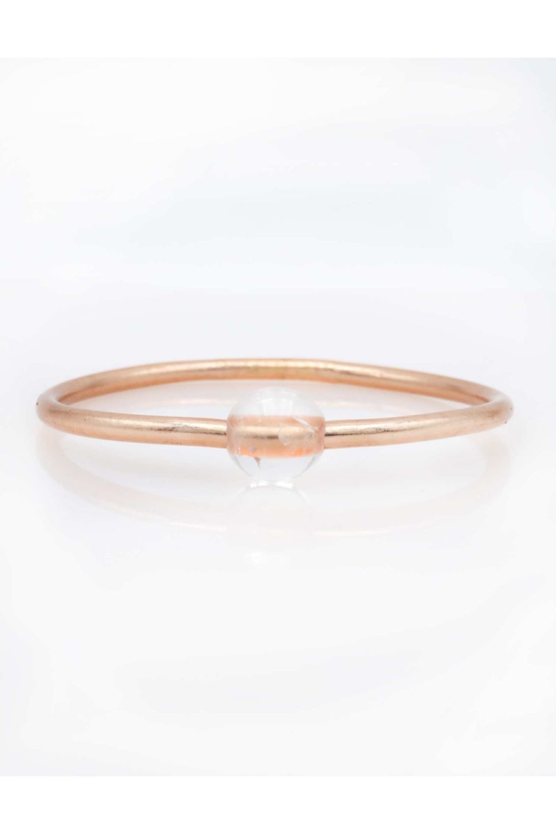 Thin CHAMPAGNE Bangle with WHITE QUARTZ