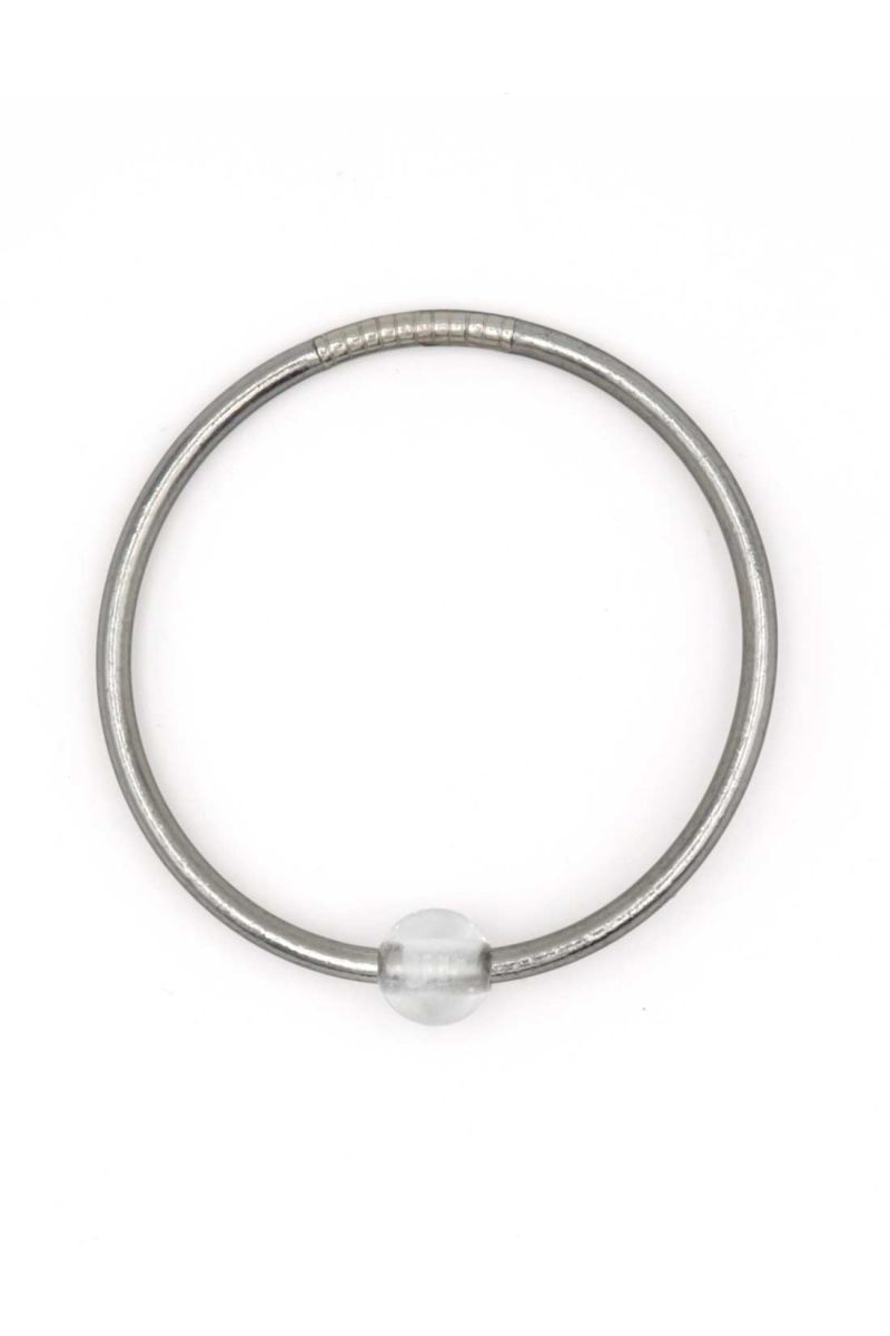 Thin DARK SILVER Bangle with WHITE QUARTZ