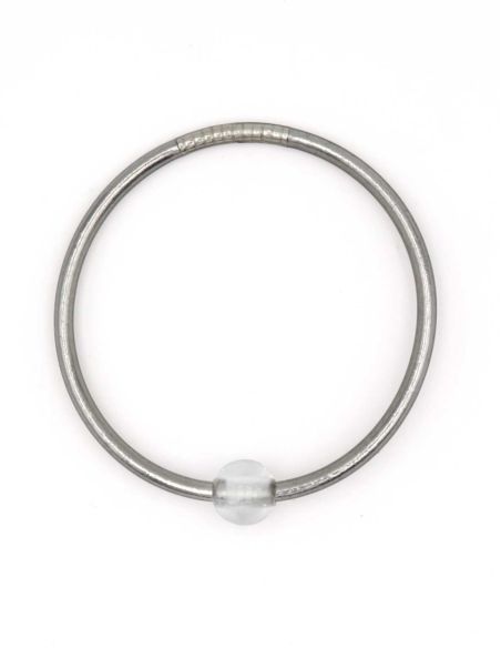 Thin DARK SILVER Bangle with WHITE QUARTZ