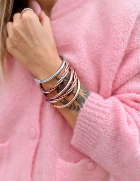 Buddhist Bangle Twisted Multi ROSE GOLD and SILVER