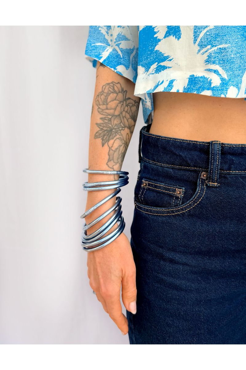Jonc Bouddhiste Mantra BLEU JEAN