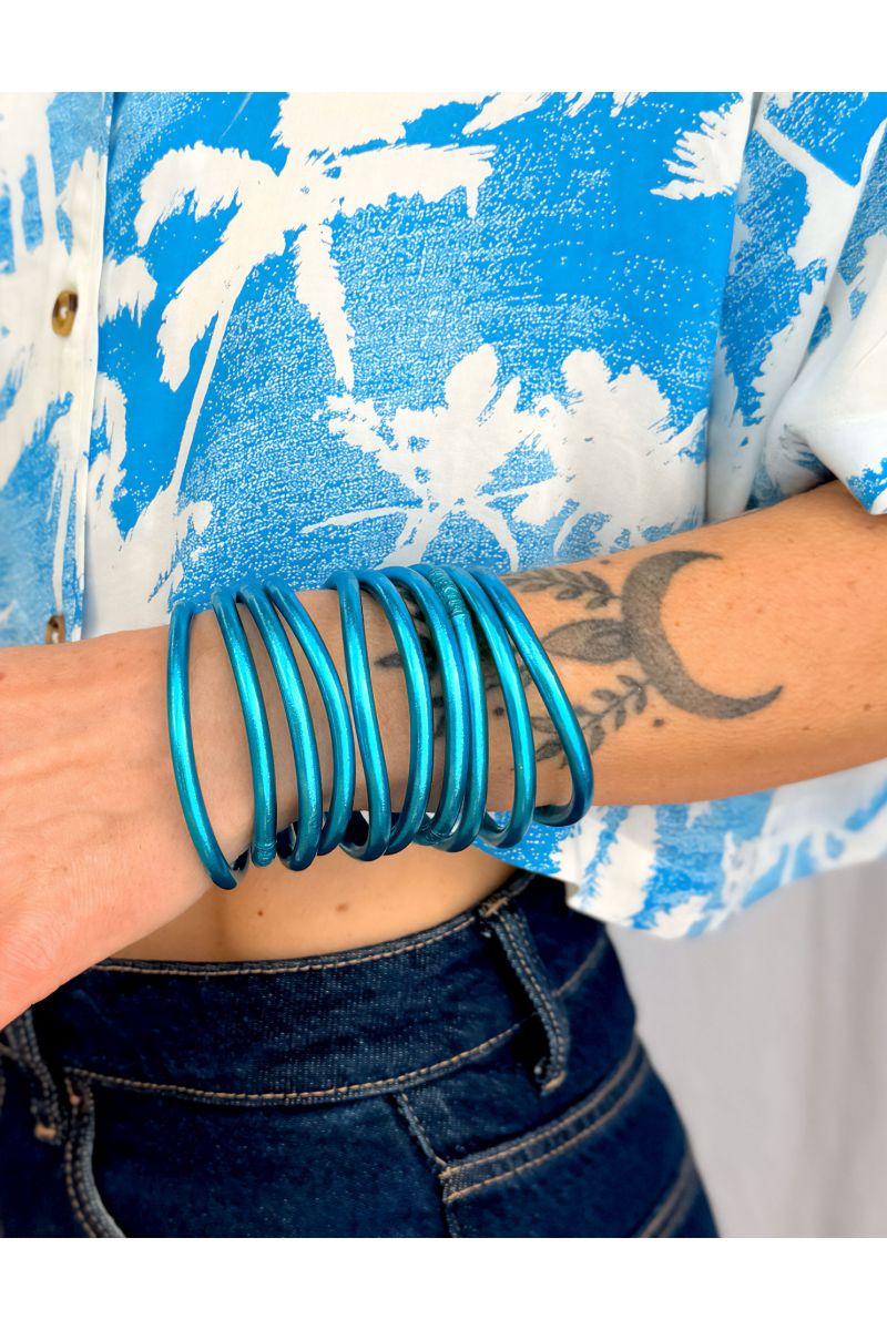 Jonc Bouddhiste Mantra BLEU PACIFIQUE