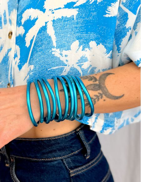 Jonc Bouddhiste Mantra BLEU PACIFIQUE
