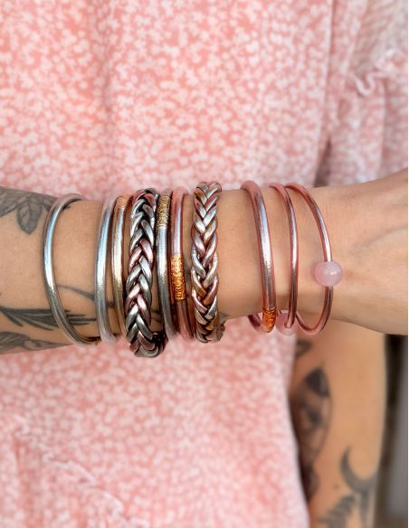 Jonc Bouddhiste ROSE GOLD avec mantra ABRICOT
