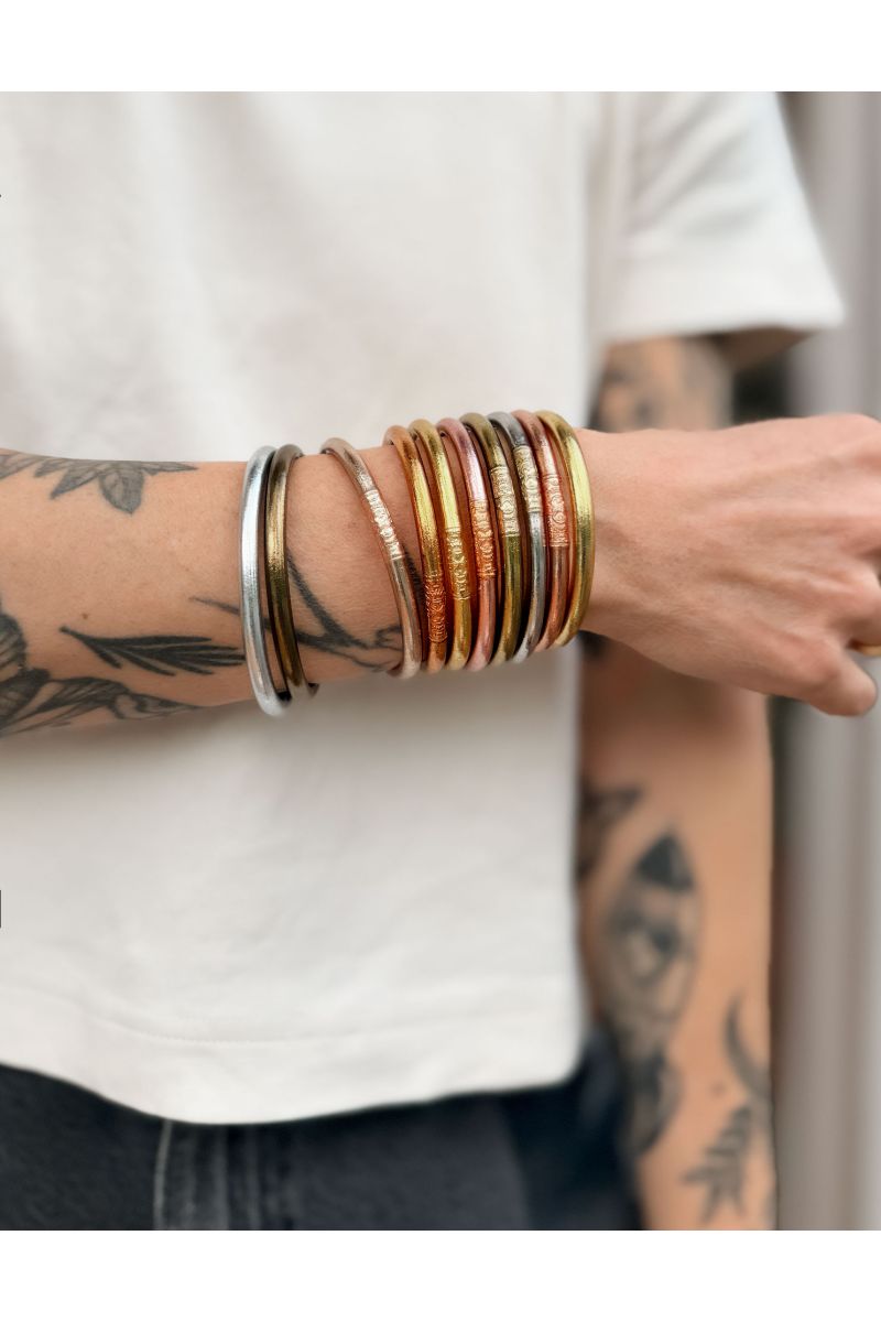 Jonc Bouddhiste Mantra ARGENT FONCÉ