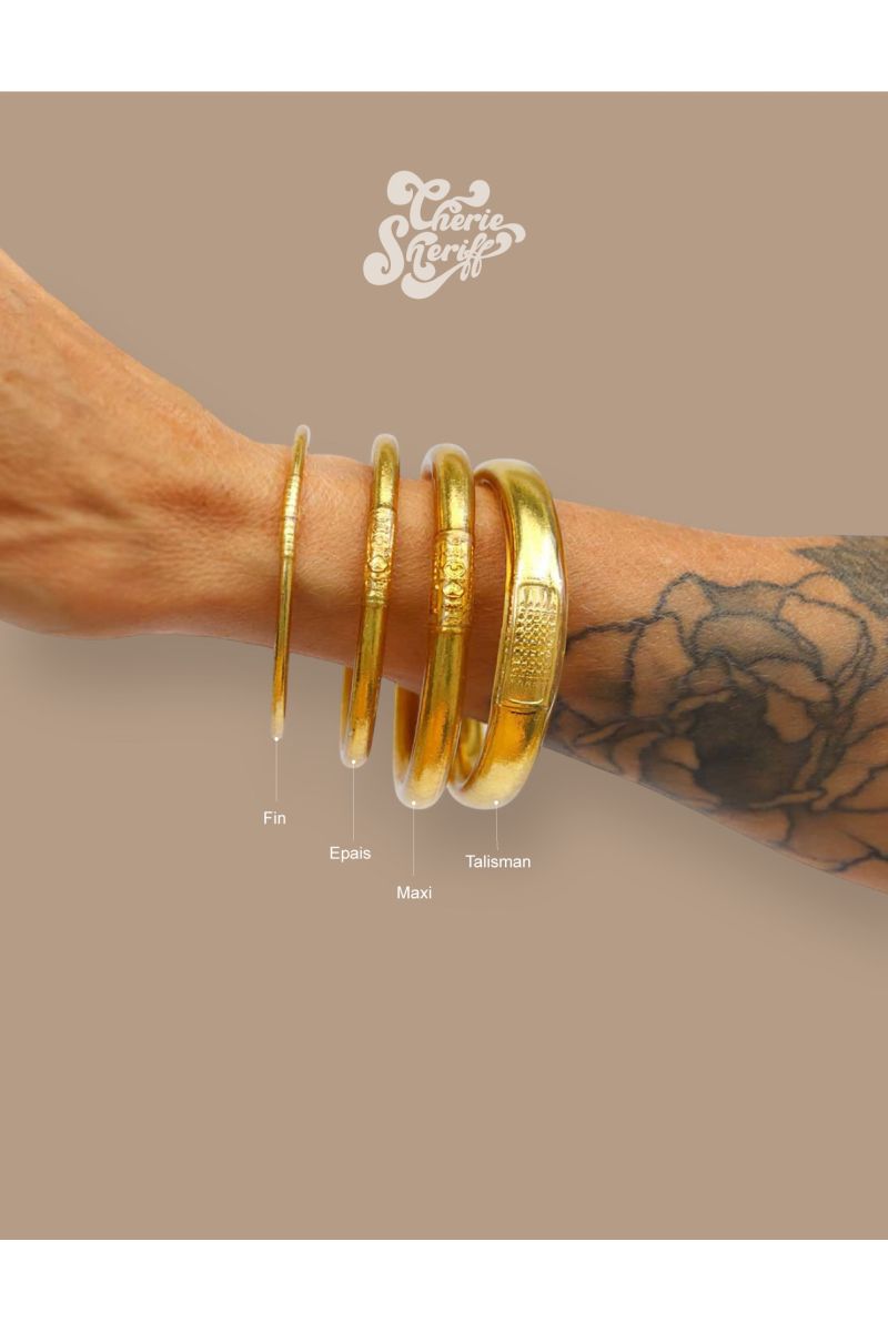 Jonc Bouddhiste TALISMAN 12mm ARGENTÉ  FONCÉ