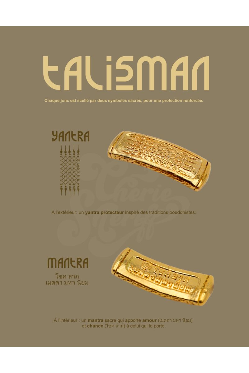 Jonc Bouddhiste TALISMAN 12mm ARGENTÉ FONCÉ