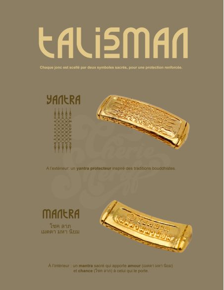 Jonc Bouddhiste TALISMAN 12mm ARGENTÉ FONCÉ