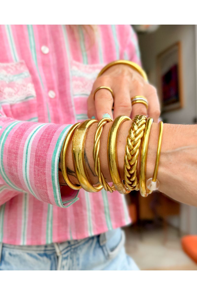 Buddhist Bangle Talisman 12mm LIGHT GOLD