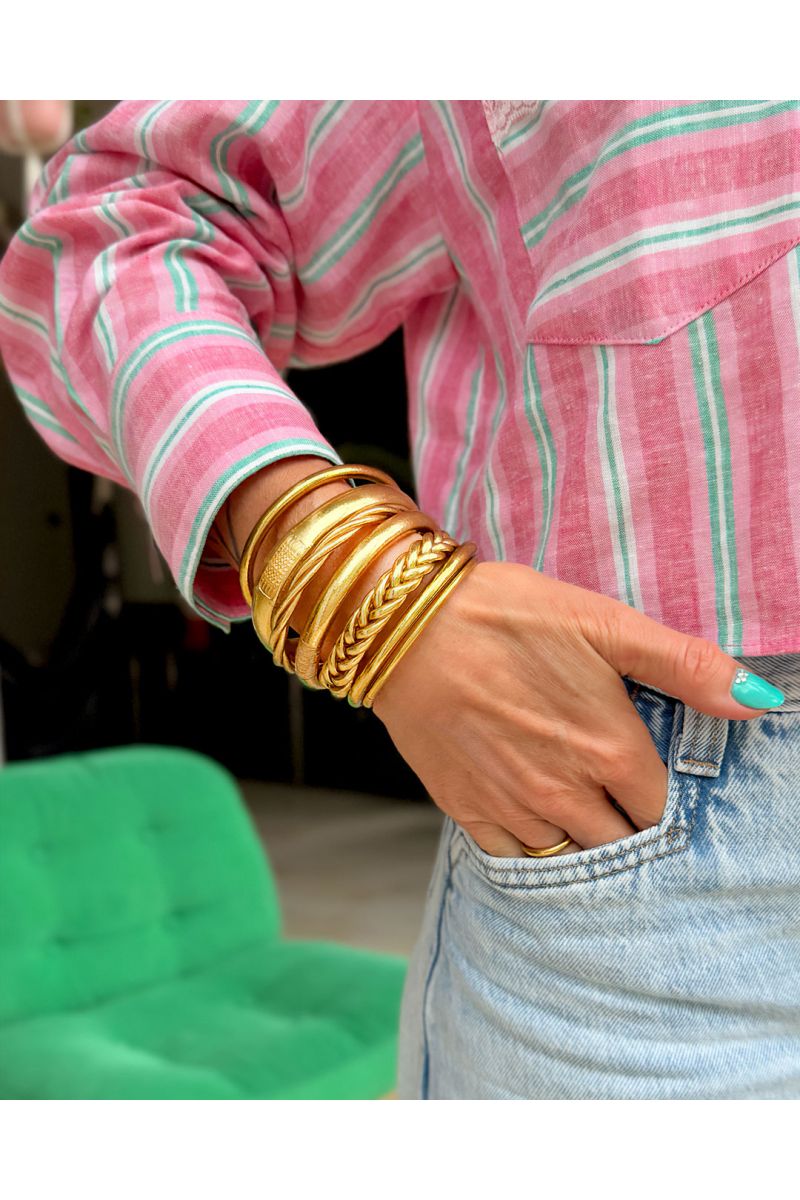 Buddhist Bangle Talisman 12mm LIGHT GOLD