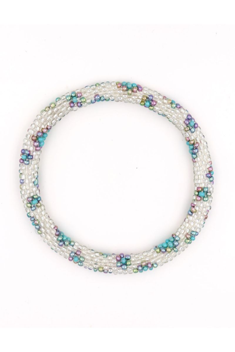 Nepalese Bracelet N78 Blanc Turquoise Irisé