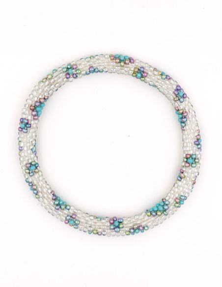 Nepalese Bracelet N78 Blanc Turquoise Irisé