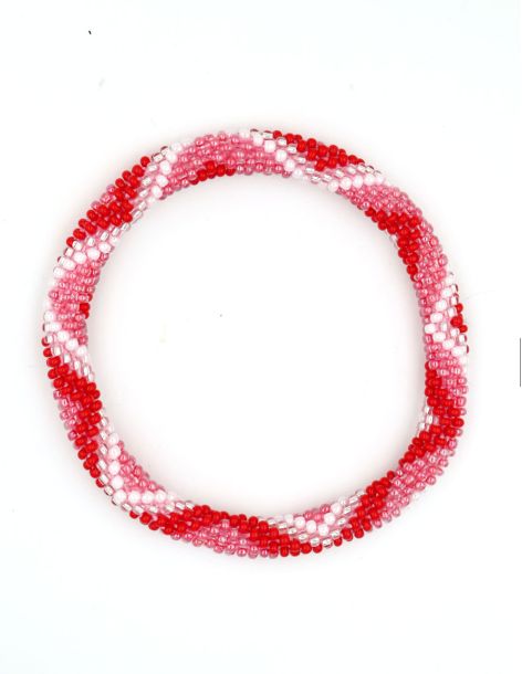 Nepalese Bracelet N80 Rose Rouge Blanc