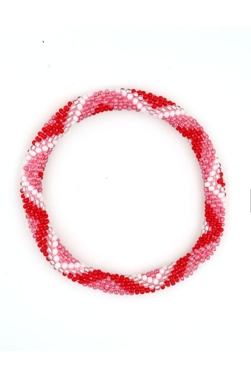 Nepalese Bracelet N80 Rose Rouge Blanc