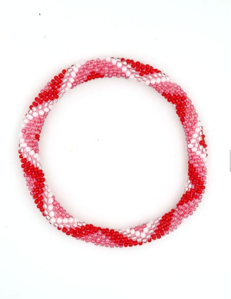 Nepalese Bracelet N80 Rose Rouge Blanc