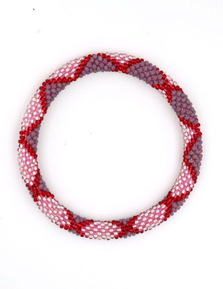 Nepalese Bracelet N86 Prune Rose Rouge cerise
