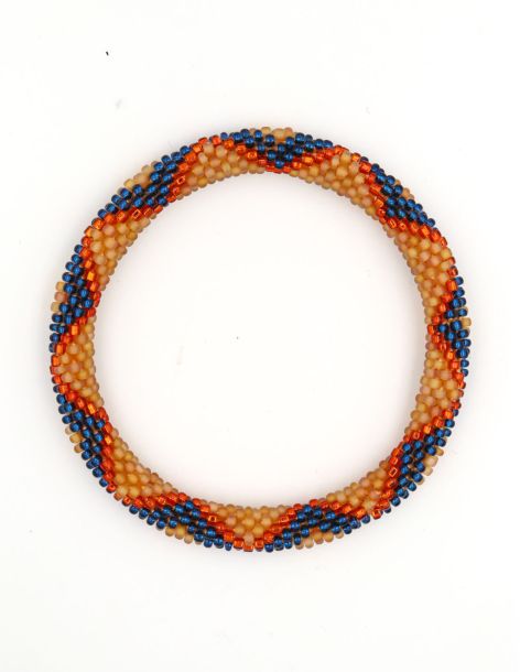 Nepalese Bracelet N87 Ocre Bleu nuit Orange