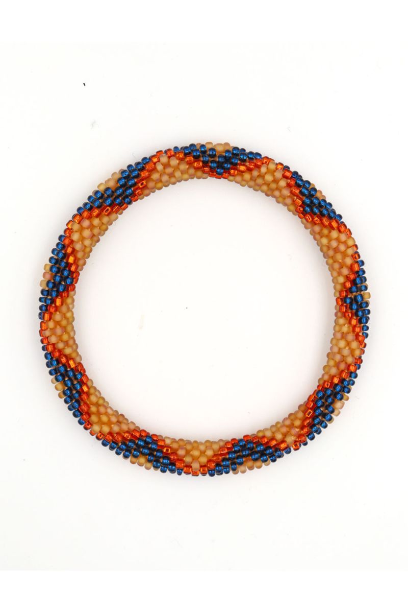Nepalese Bracelet N87 Ocre Bleu nuit Orange
