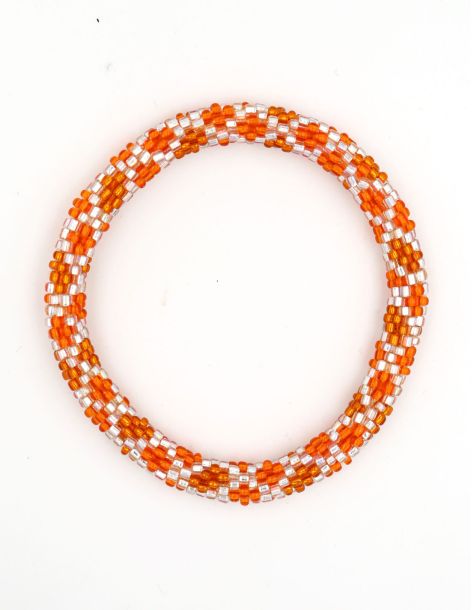 Nepalese Bracelet N88 Orange Argenté
