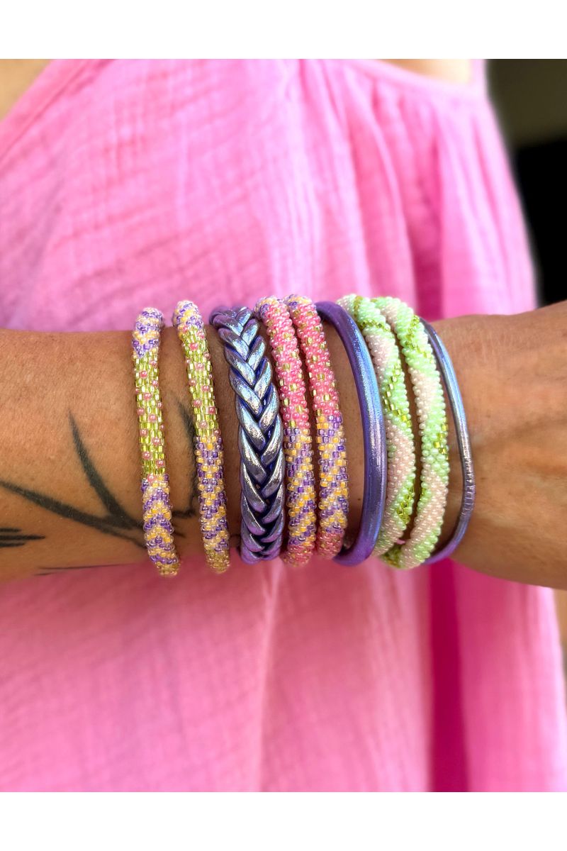 Nepalese Bracelet N85 Violet Vert Rose