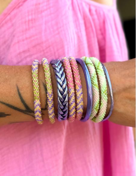 Nepalese Bracelet N85 Violet Vert Rose