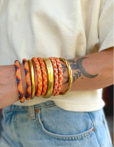 Nepalese Bracelet N88 Orange Argenté 2