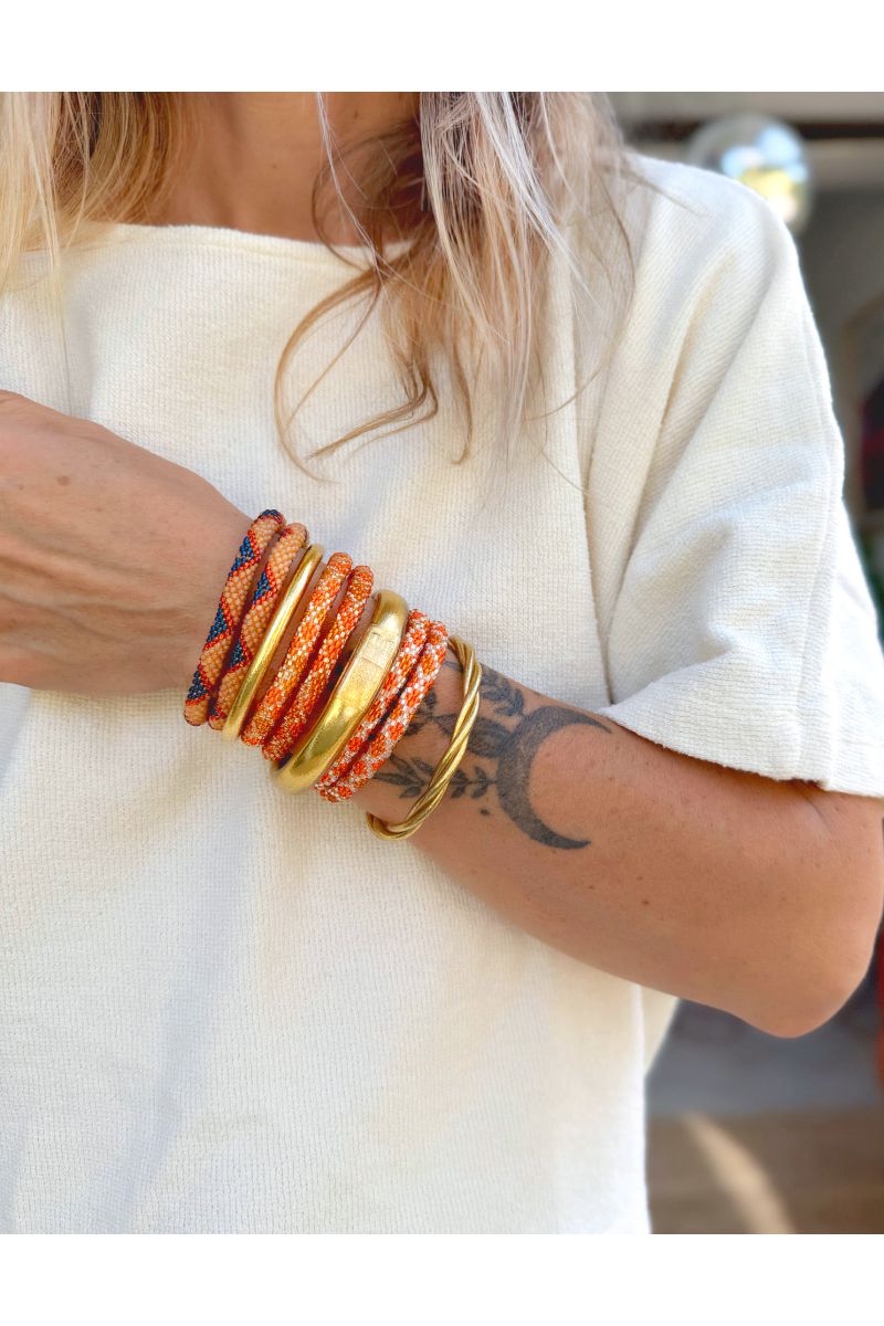 Nepalese Bracelet N88 Orange Argenté