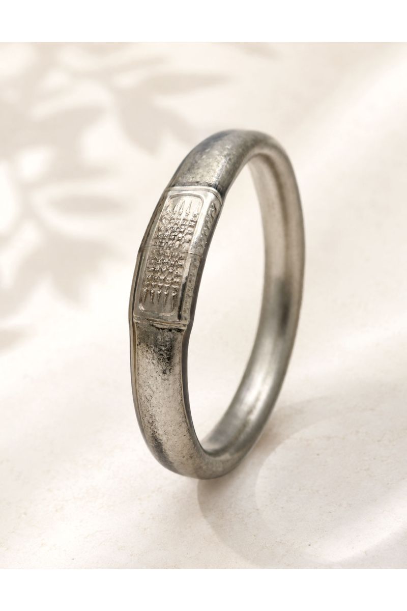 Jonc Bouddhiste TALISMAN 12mm ARGENTÉ FONCÉ