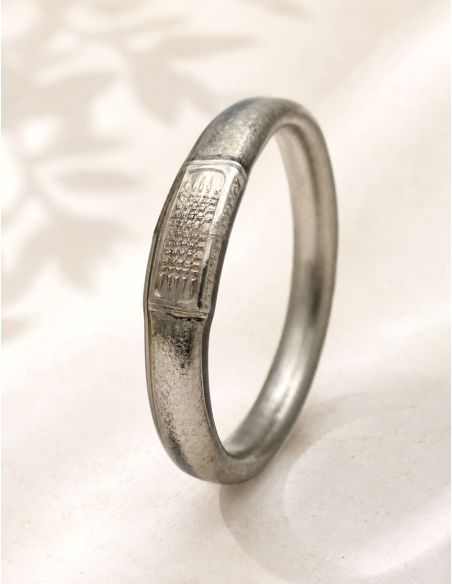 Jonc Bouddhiste TALISMAN 12mm ARGENTÉ FONCÉ