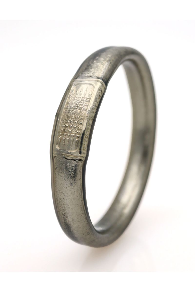 Jonc Bouddhiste TALISMAN 12mm ARGENTÉ FONCÉ