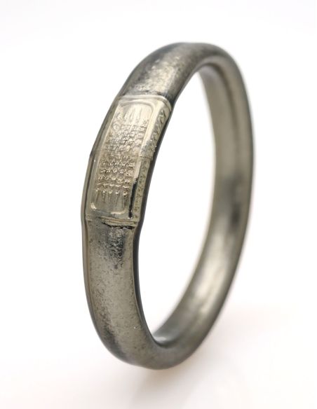 Jonc Bouddhiste TALISMAN 12mm ARGENTÉ FONCÉ