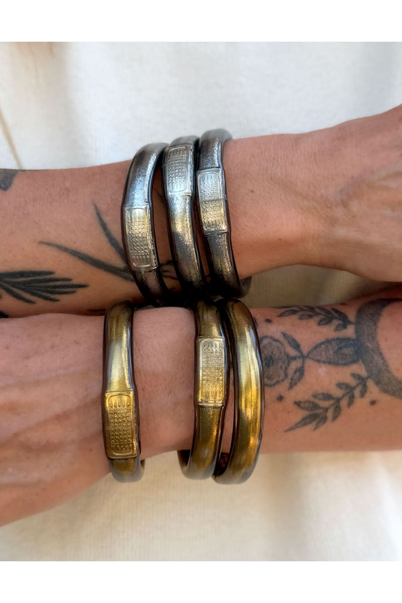 Buddhist Bangle Talisman 12mm ANTIQUE GOLD