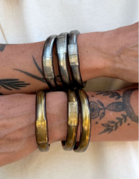 Buddhist Bangle Talisman 12mm ANTIQUE GOLD