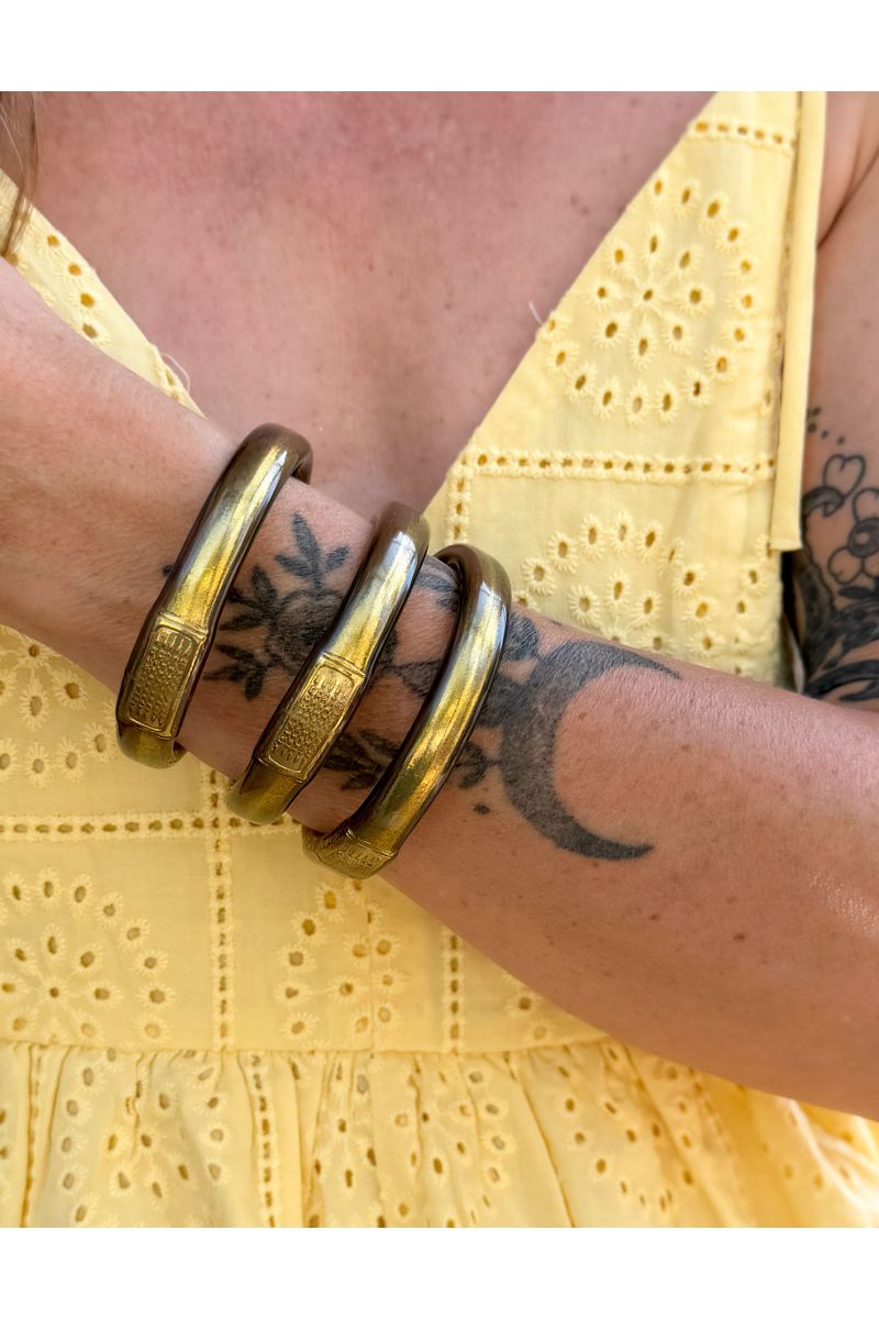 Buddhist Bangle Talisman 12mm ANTIQUE GOLD