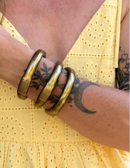Buddhist Bangle Talisman 12mm ANTIQUE GOLD