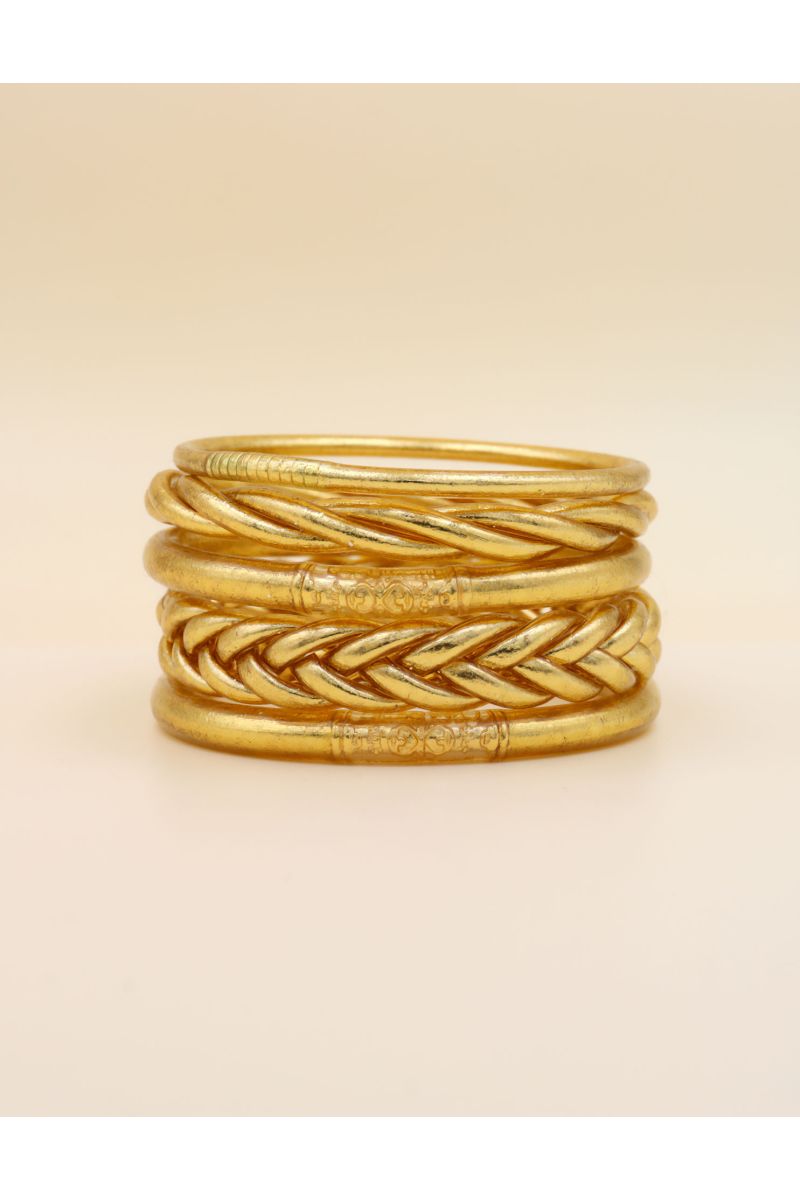 Box Mix Buddhist Bangles Light Gold