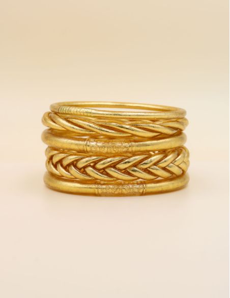 Box Mix Buddhist Bangles Light Gold
