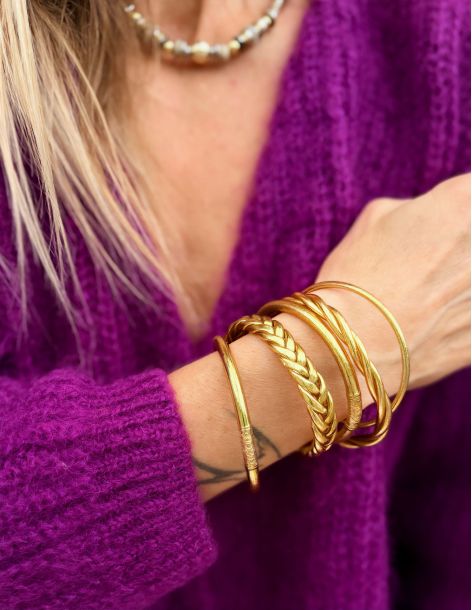 Box Mix Buddhist Bangles Light Gold 2
