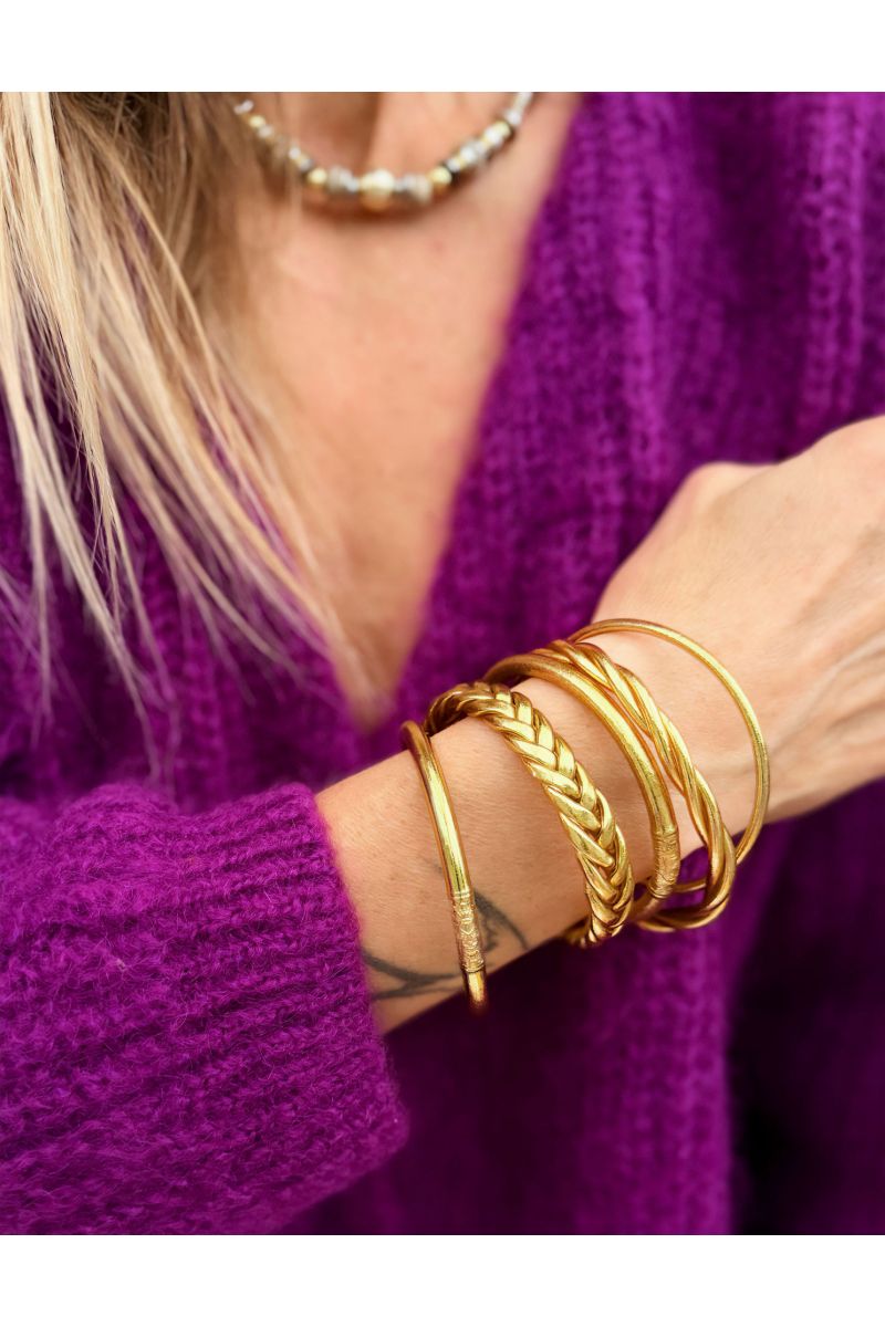 Box Mix Buddhist Bangles Light Gold