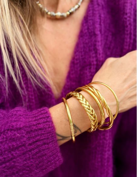 Box Mix Buddhist Bangles Light Gold