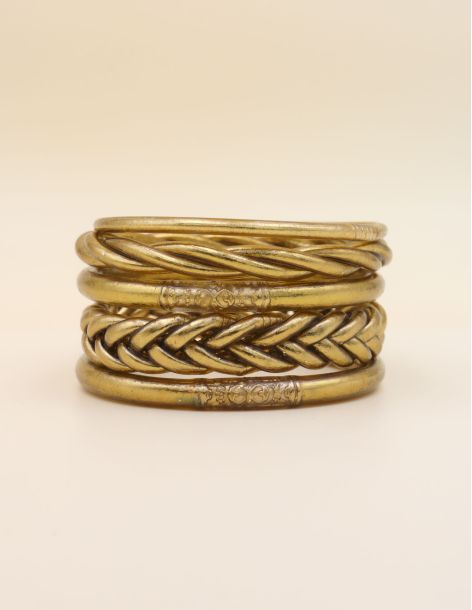 Box Mix Buddhist Bangles Antique Gold